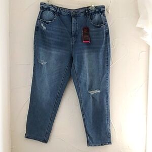 No Boundaries 90's Mom Jeans‎ Size 19 High Rise Stretch Medium Wash Comfo…